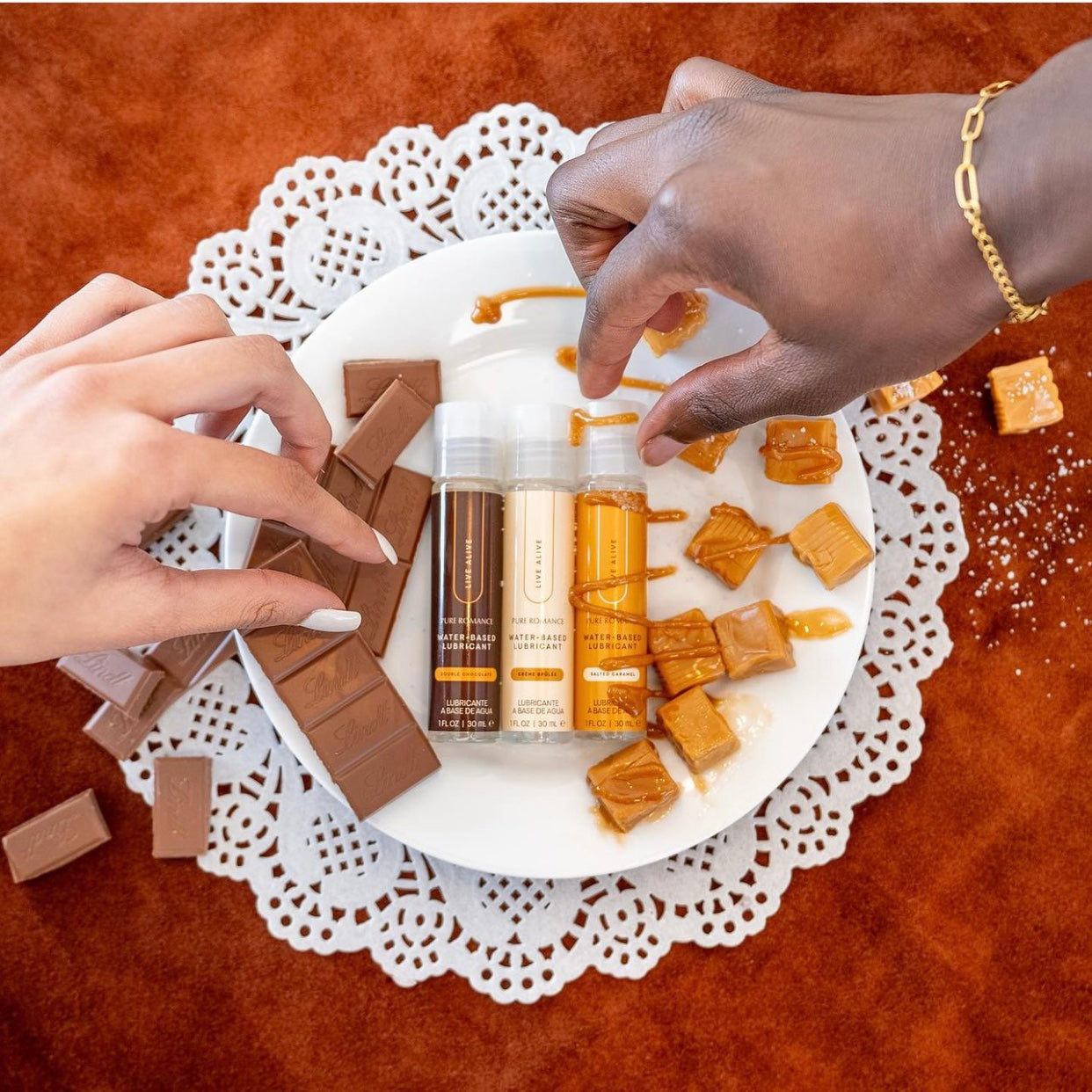 Just Like Me Lubricant - Dessert Trio - Double Chocolate, Crème Brûlée, & Salted Caramel - IN STOCK - 1 LEFT! - Pure Romance