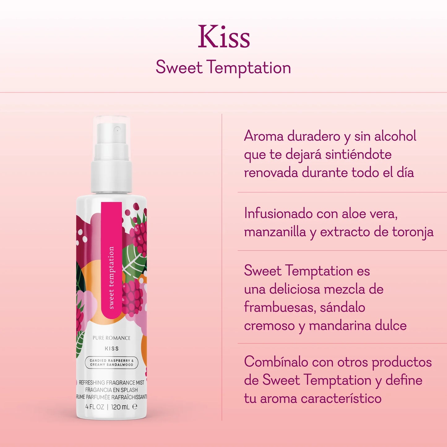 Kiss - Pheromone Fragrance Mist - Sweet Temptation - IN STOCK - 16 LEFT - Pure Romance