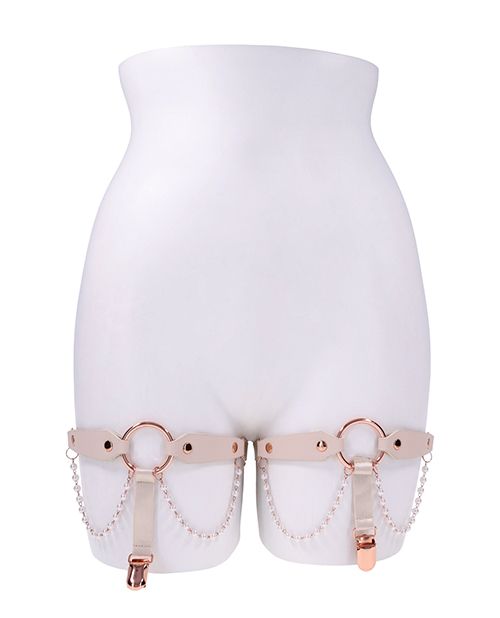 Lingerie Accents Sex & Mischief Peaches 'n CreaMe Pearl Garters with pearls and rose gold www.VALGINA.com 