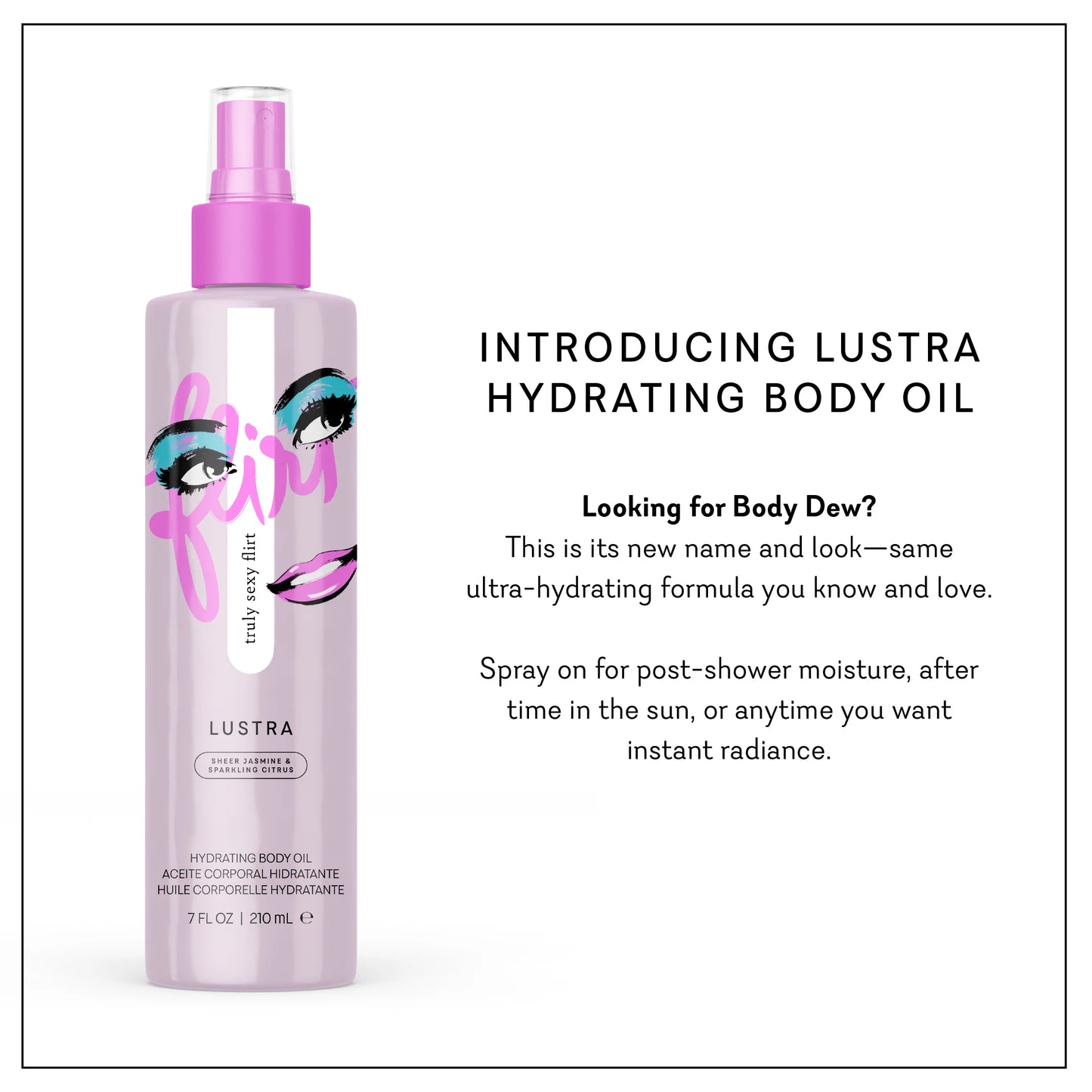 Body Dew Lustra - Hydrating Oil with Pheromones - Truly Sexy Flirt - Pure Romance