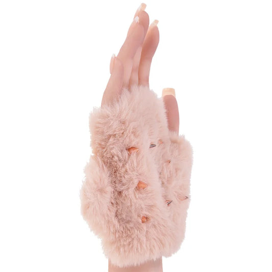 Spiked Sensory Glove – Rose Gold Faux Fur Massage Mitt