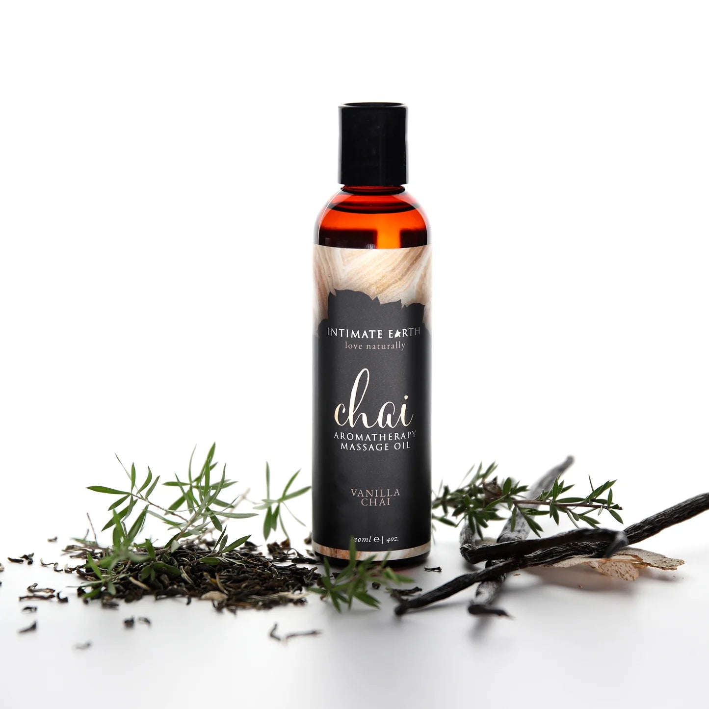 Oh My Chai Vanilla Massage Oil - Intimate Earth Sensual organic natural sweet almond oil vitamin a and e www.VALGINA.com 
