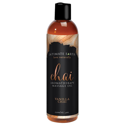 Oh My Chai Vanilla Massage Oil - Intimate Earth Sensual organic natural sweet almond oil vitamin a and e www.VALGINA.com 