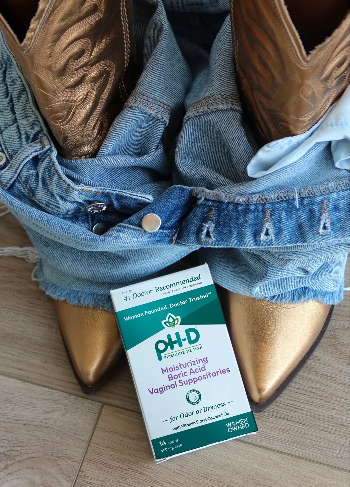 PH-D Moisturizing Boric Acid Suppositories for BV Feminine Odor - 14 pack