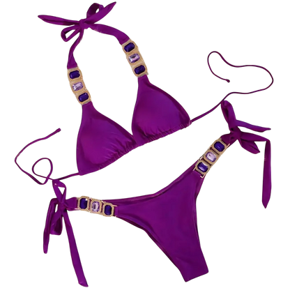 Peacockini - 5 Colors - Metal Crystal Rhinestone Diamond Accent Bikini S/M - 4 LEFT - VALGINA.com
