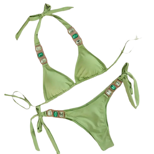 Peacockini - 5 Colors - Metal Crystal Rhinestone Diamond Accent Bikini S/M - 4 LEFT - VALGINA.com