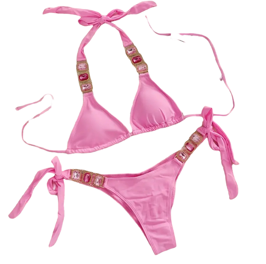 Peacockini - 5 Colors - Metal Crystal Rhinestone Diamond Accent Bikini S/M - 4 LEFT