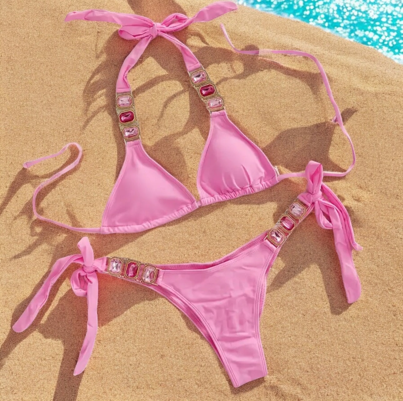 Peacockini - 5 Colors - Metal Crystal Rhinestone Diamond Accent Bikini S/M - 5 LEFT
