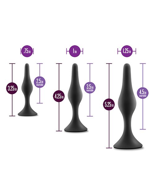 Platinum Silicone Beginner Plugs - Trainer Kit - Black
