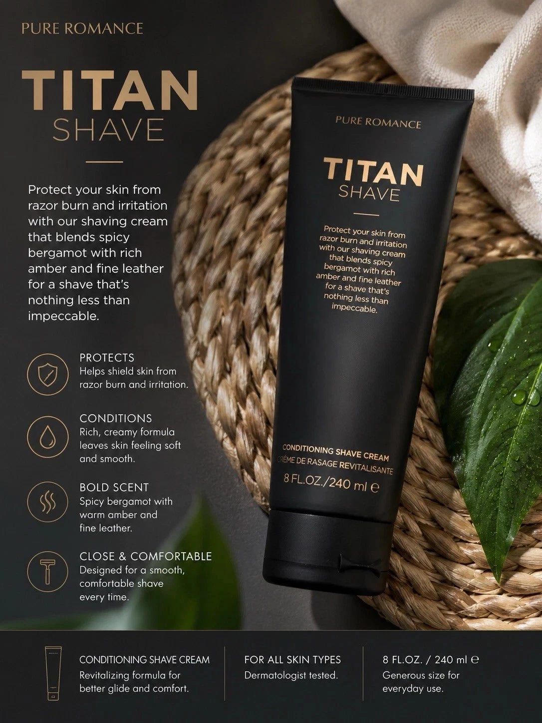 Conditioning Shave Creme - Titan - Pure Romance - Leather & Bergamot