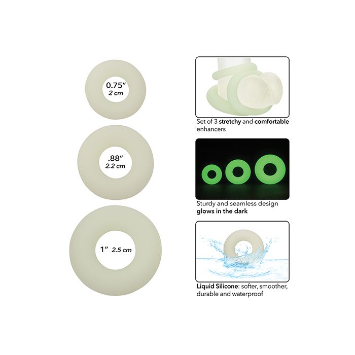 Real Feel Alpha Liquid Silicone Ring Set - Glow in the Dark - NEW! - VALGINA.com