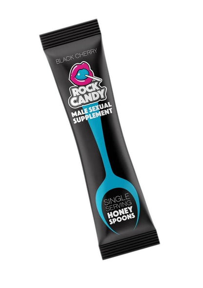 Rock Candy Honey Spoon Male Sexual Supplement Single - individual packs or 24 pack  Black Cherry flavored www.VALGINA.com