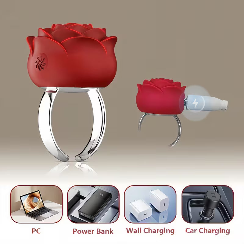 Rose Finger Ring Vibrator for women couples www.VALGINA.com