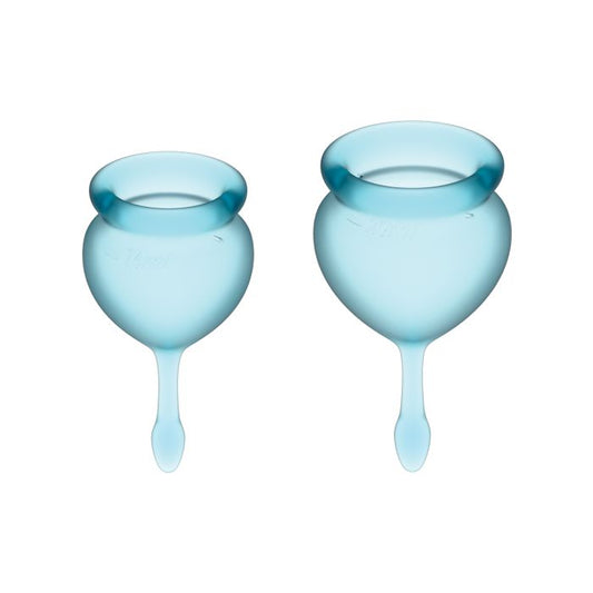 Satisfyer Feel Good Menstrual Cup - 2 Pack - Light Blue or Clear - NEW!