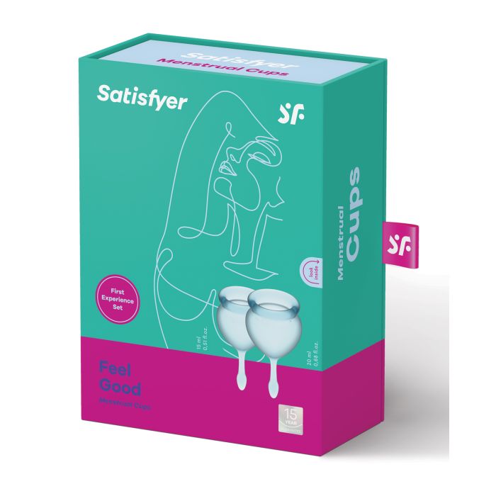 Satisfyer Feel Good Menstrual Cup - 2 Pack - Light Blue or Clear - NEW!