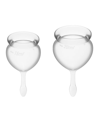Satisfyer Feel Good Menstrual Cup - 2 Pack - Light Blue or Clear - NEW! - Menstrual Cups | VALGINA - detail view
