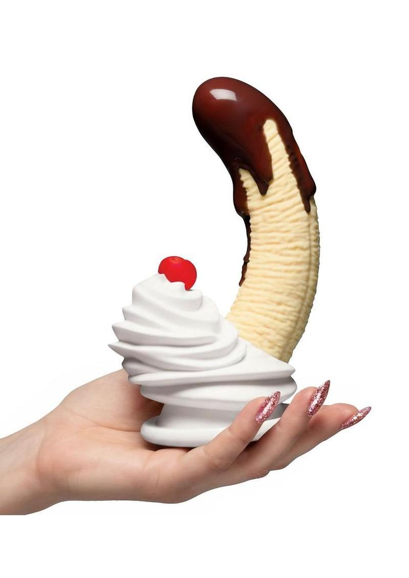 Simply Sweet Chocolate Dipped Banana Split Premium Silicone Dildo 7.4in