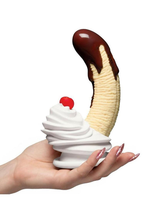 Simply Sweet Chocolate Dipped Banana Split premium silicone dildo 7.4in - ValGina.com