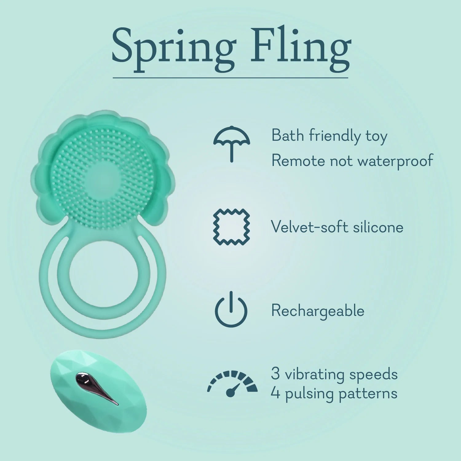 Spring Fling adult toy double c-ring for couples with a flower and ticklers for prolonging pleasure