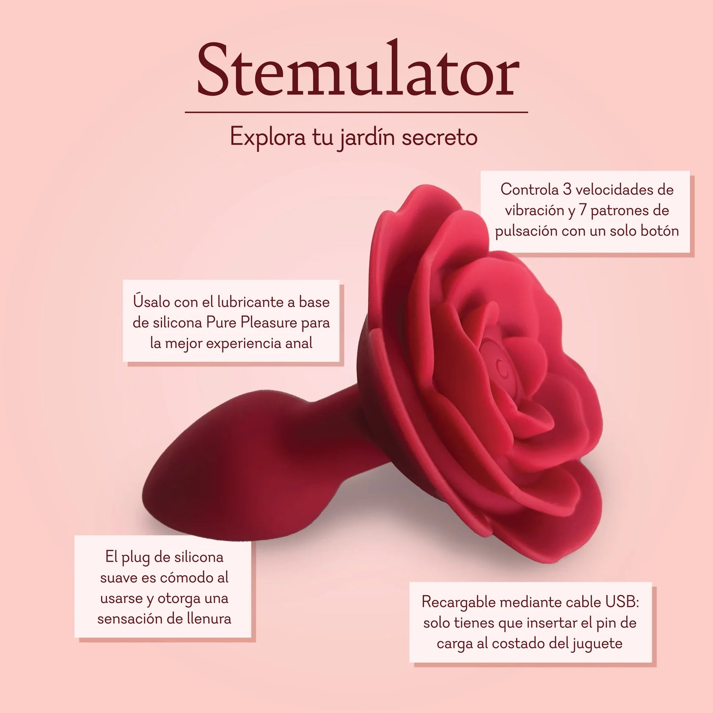 Rose Butt Plug - Vibrating Stemulator - 10 LEFT!