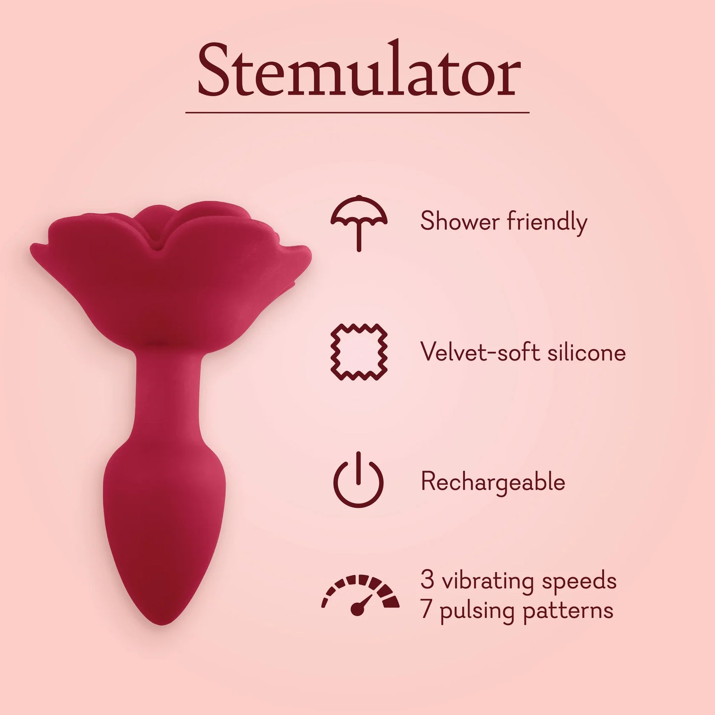 Rose Butt Plug - Vibrating Stemulator - 10 LEFT!