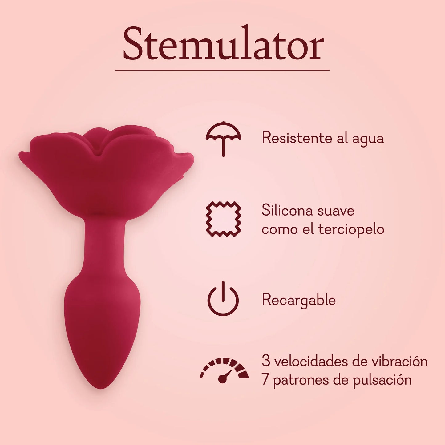 Rose Butt Plug - Vibrating Stemulator - 10 LEFT!