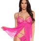 Bright Strappy Babydoll & High-Rise G-String Lingerie Pink - 2 LEFT! - VALGINA.com