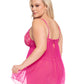 Bright Strappy Babydoll & High-Rise G-String Lingerie Pink - 2 LEFT! - VALGINA.com
