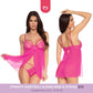 Bright Strappy Babydoll & High-Rise G-String Lingerie Pink - 2 LEFT! - VALGINA.com