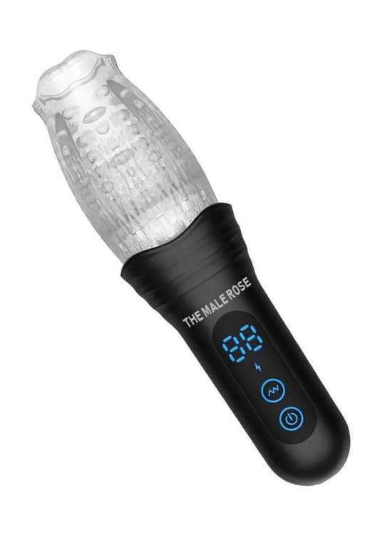 The Male Rose Pro Thrusting Rotating &amp; Vibrating 3D Masturbator - Black www.VALGINA.com 
