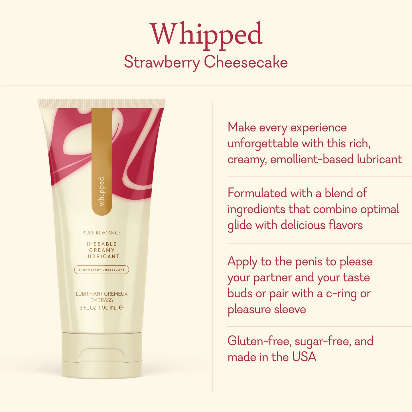 Whipped Lubricant - Strawberry Cheesecake - IN STOCK - 49 LEFT! - Pure Romance