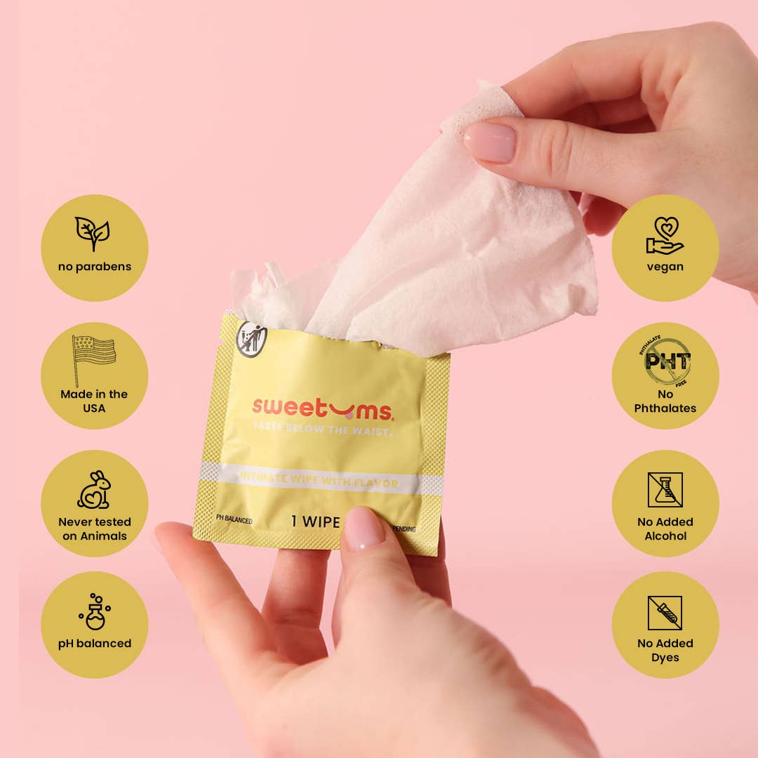 Pina Colada Flavored PH Balanced Intimate Wipes Feminine Wipes for women Sweetums www.VALGINA.com 
