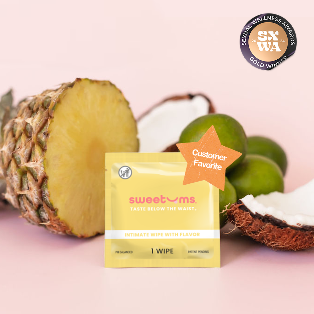 Pina Colada Flavored PH Balanced Intimate Wipes Feminine Wipes for women Sweetums www.VALGINA.com 