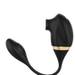  Eclipse Duo - Dual Suction & Bullet vibrator. Black and rose gold vibes with a cord between to attach the two toys. double motors with air technology "sucking" vibrator on one end and clitoral or vaginal bullet on the other end. www.VALGINA.com 