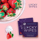 Wipes For Men Flavored Strawberries and Cream Flavor Top Seller Lucky Wipes for dudes ph balanced. Sweetums individually wrapped flavored wipes www.VALGINA.com 