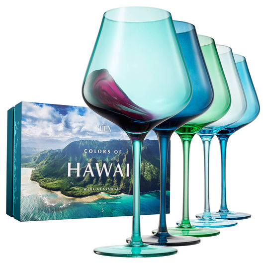 Beaches of Hawaii Wine Glasses - Set of 5, 20 OZ