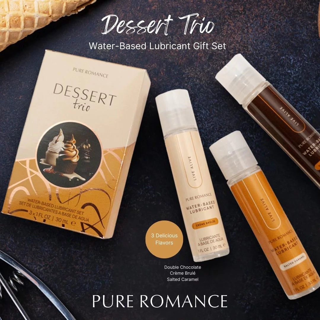 Just Like Me Lubricant - Dessert Trio - Double Chocolate, Crème Brûlée, & Salted Caramel - IN STOCK - 1 LEFT! - Pure Romance