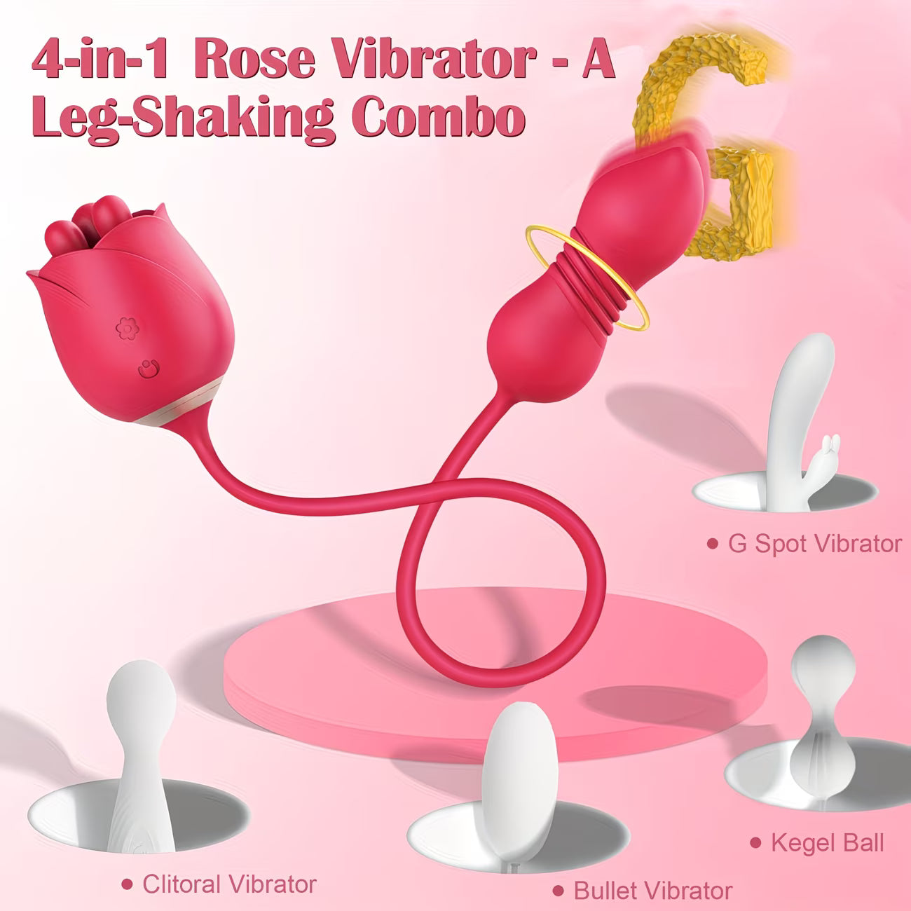 Erotic Eden Rose with Thruster Bullet - NEW! two toys in one for women couples anal vaginal clitoral gspot kegel ball bullet www.VALGINA.com 