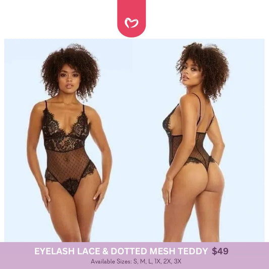 Eyelash Lace & Dotted Mesh Teddy - 2 LEFT!