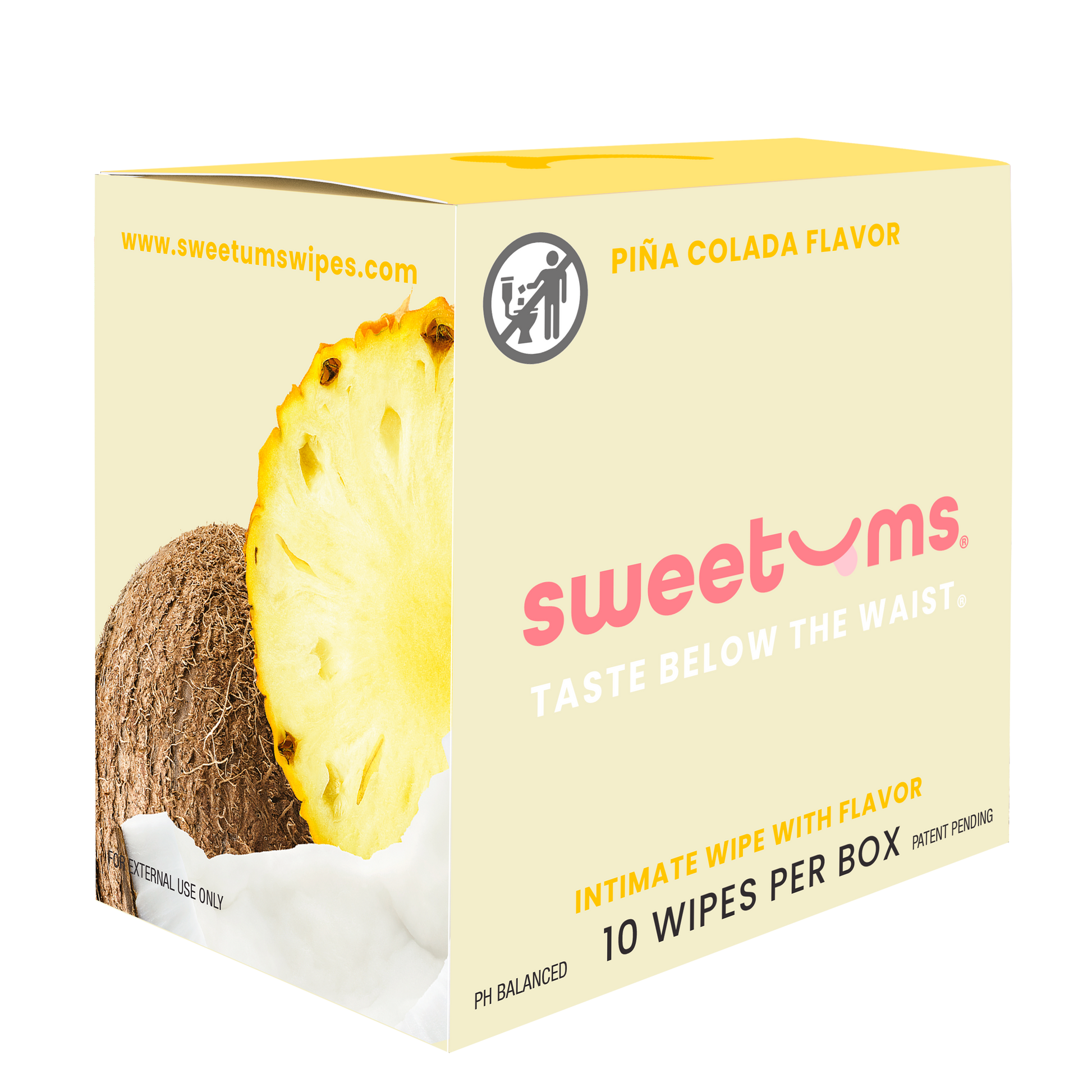 Pina Colada Flavored PH Balanced Intimate Wipes Feminine Wipes for women Sweetums www.VALGINA.com 
