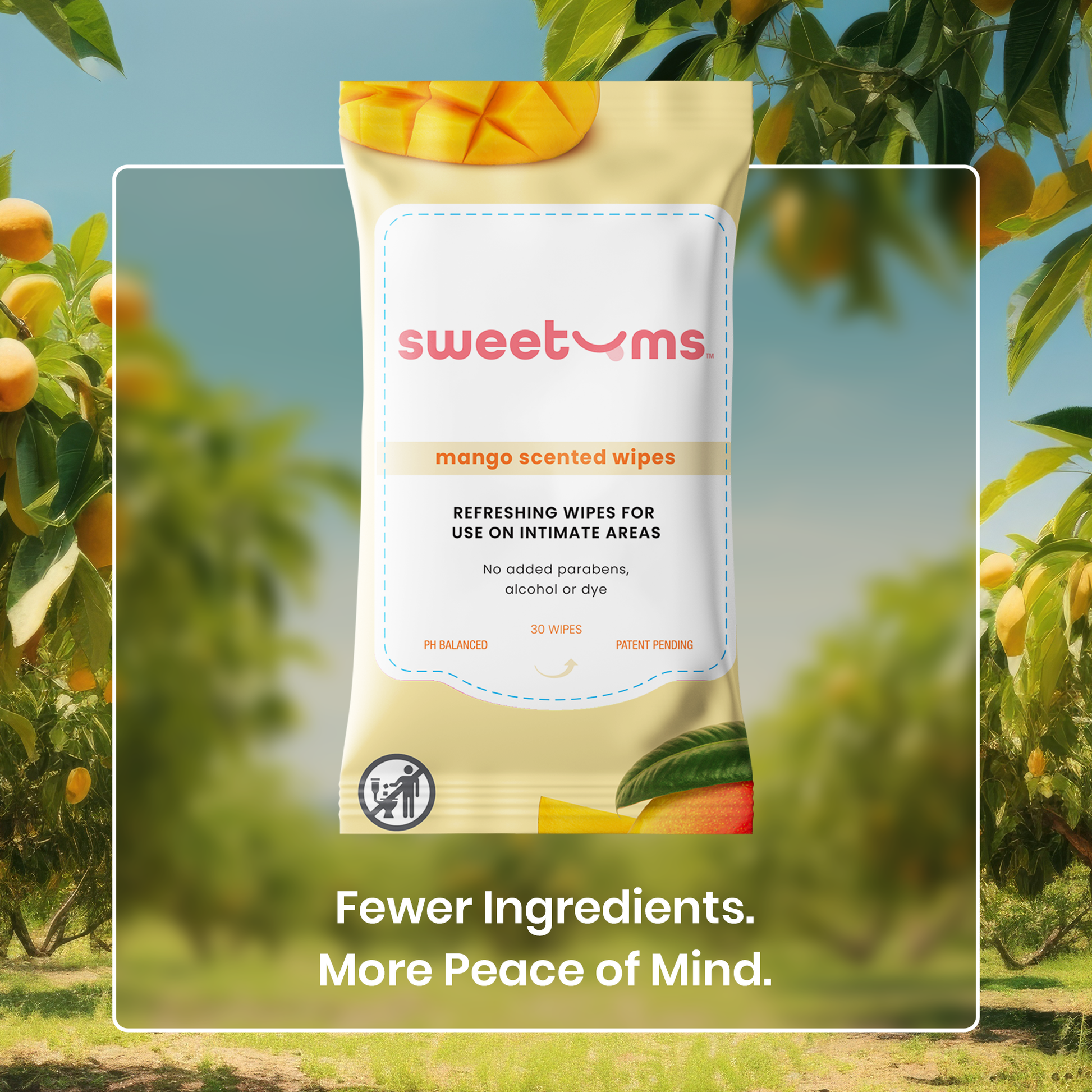 Mango Scented and Unflavored Daily Wipes ph balanced natural sweetums wipes www.VALGINA.com 