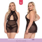 Halter Babydoll with Strappy G-String Lingerie - Black - 2 LEFT! - VALGINA.com