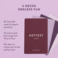 Card deck with 'Hottest Action!' text on a purple background, featuring Pure Romance branding. hot date night card game pure romance www.VALGINA.com 
