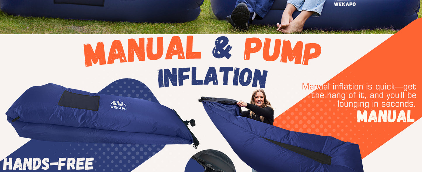 Inflatable couch lounger chair side angle - durable nylon construction - ValGina.com