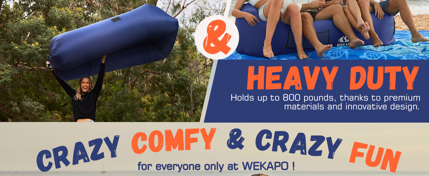 Inflatable couch lounger chair color options for backpacking and outdoor use - ValGina.com