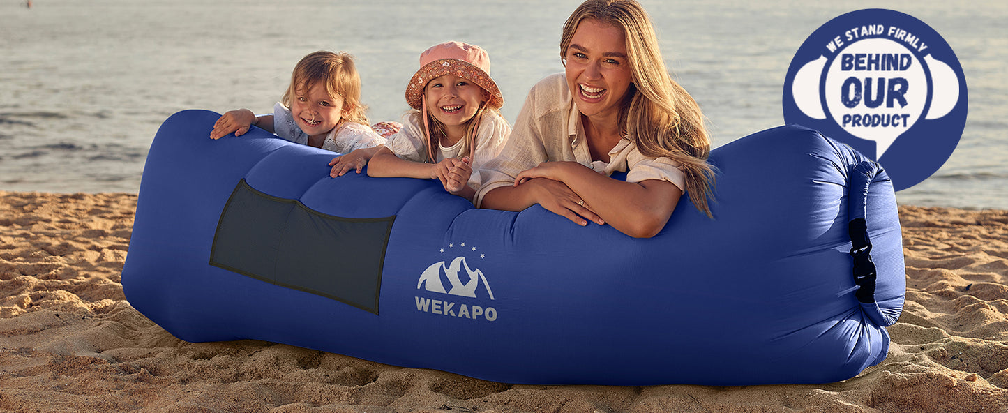 Inflatable couch lounger chair inflated and ready to use at the campsite - ValGina.com