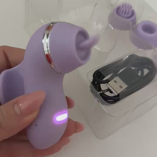 Pod of Pleasure pod with four interchangeable heads to make 4 toys in one - tiny discreet and the most popular viral toy right now  - Lavender Purple - NEW! - VALGINA.com