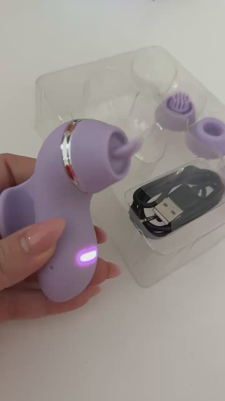 Pod of Pleasure pod with four interchangeable heads to make 4 toys in one - tiny discreet and the most popular viral toy right now  - Lavender Purple - NEW! - VALGINA.com