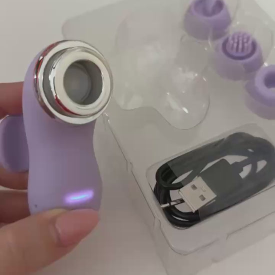 Pod of Pleasure pod with four interchangeable heads to make 4 toys in one - tiny discreet and the most popular viral toy right now  - Lavender Purple - NEW! - VALGINA.com