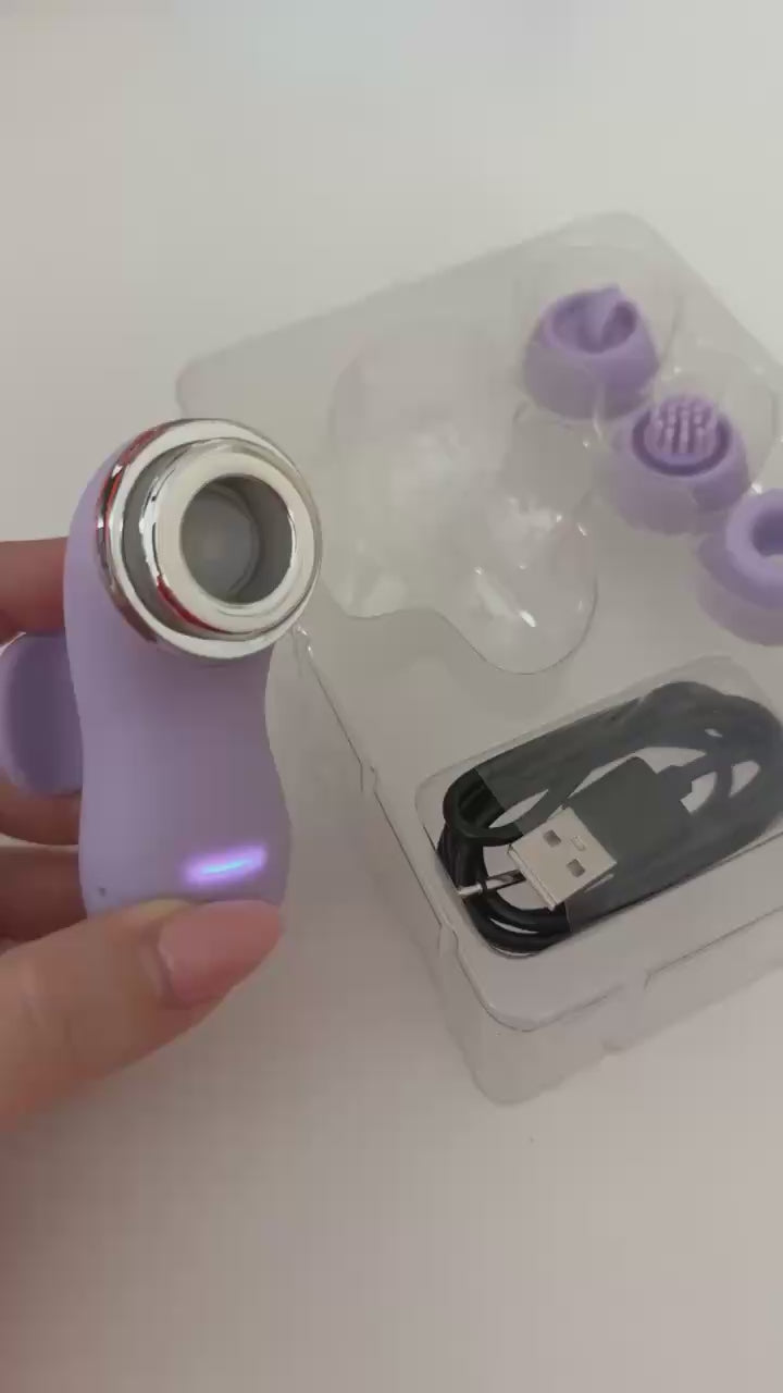 Pod of Pleasure pod with four interchangeable heads to make 4 toys in one - tiny discreet and the most popular viral toy right now  - Lavender Purple - NEW! - VALGINA.com